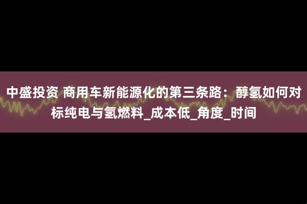 中盛投资 商用车新能源化的第三条路：醇氢如何对标纯电与氢燃料_成本低_角度_时间