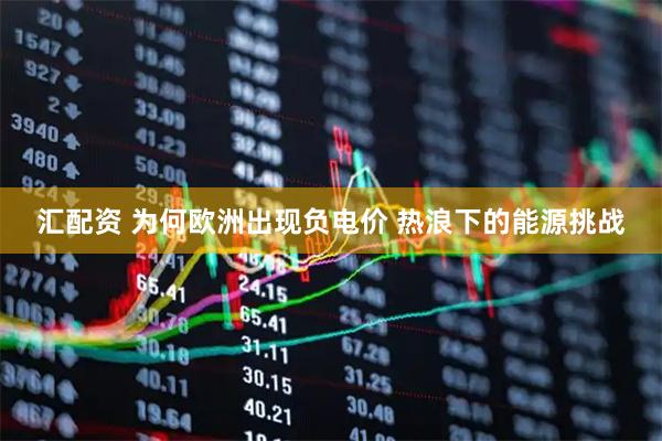 汇配资 为何欧洲出现负电价 热浪下的能源挑战
